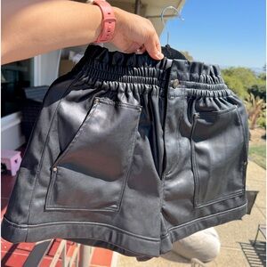 Zara Cinched Faux Leather Shorts